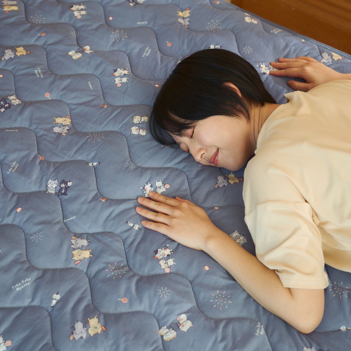 接触冷感　敷きパッド　シングルサイズ　100×205cm　ひんやり 縁日柄 冷感　夏寝具...