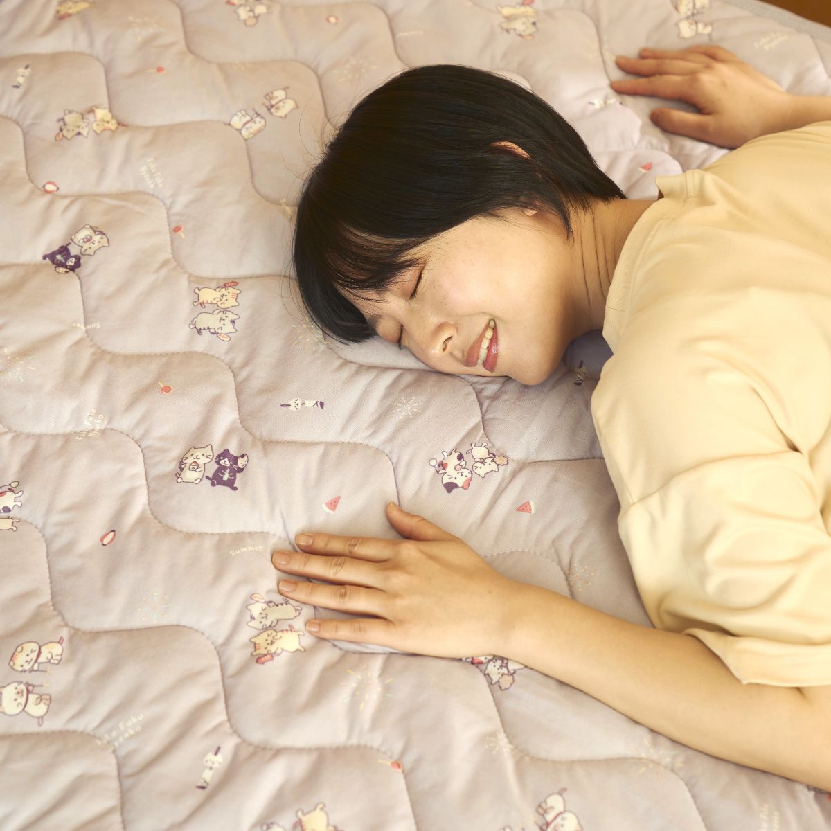接触冷感　敷きパッド　シングルサイズ　100×205cm　ひんやり 縁日柄 冷感　夏寝具...