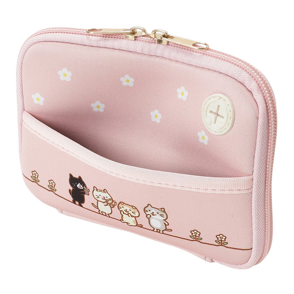 モバイルバッテリーケース モバイルポーチ ガジェット 充電コード 小物入れ　小物収納　ふくにゃんライフ 旅行 お出かけ トラベルポーチ ピンク イエロー ブルー パステルカラー ギフト おしゃれ かわいい アニマル ネコ ねこ キャラクター ふくふくにゃんこ ハピンズ passportweb-10007703 Fuku Fuku Nyanko online shop サンプル画像3