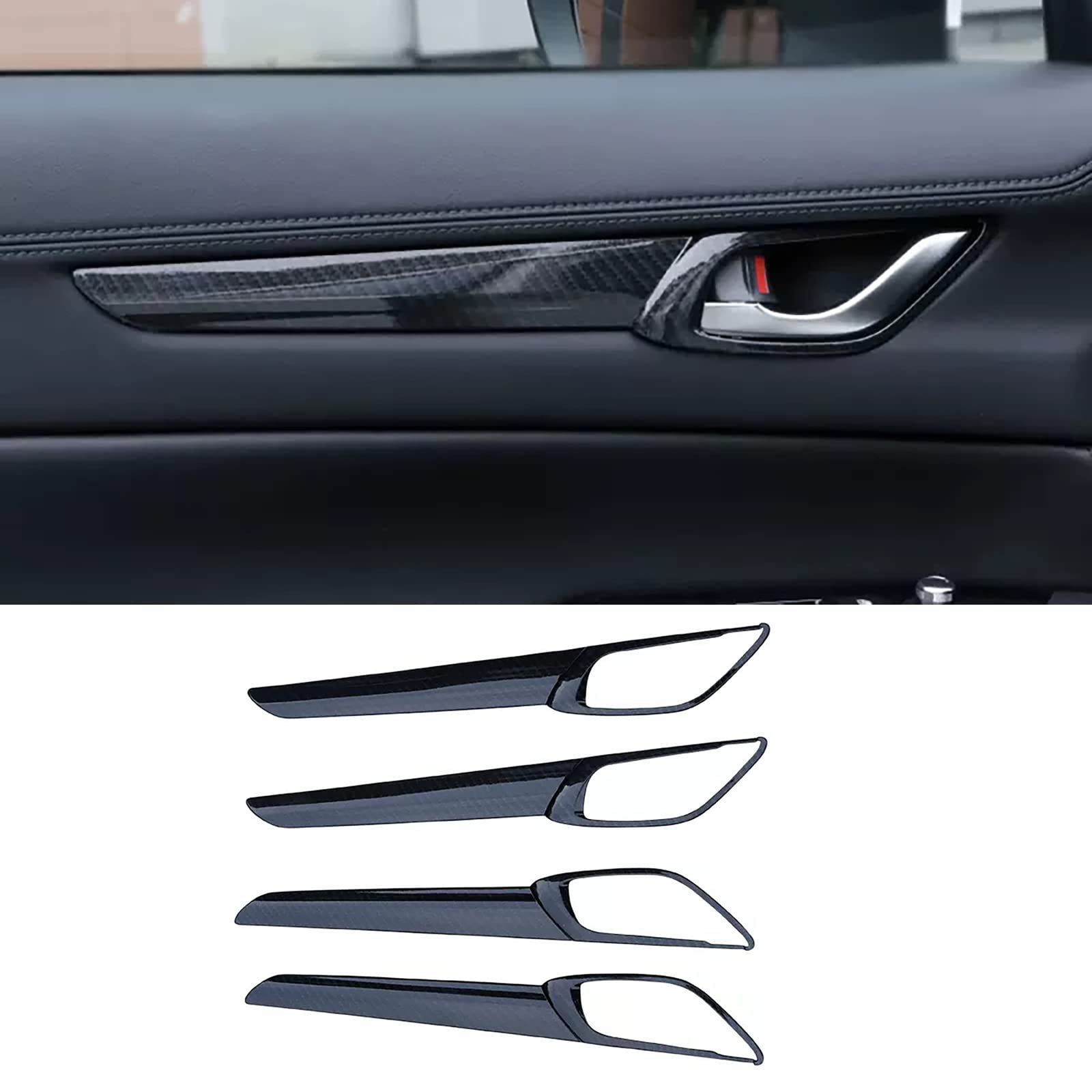 対応車種：マツダ CX5 KF系 全グレード対応です 2017年1月~。。購入前にモデルと外観を確認してください）素材：ABS 樹脂製；コンディション：新品;カラー:【カーボン調】→取付は商品に貼付け済みの両面テープにて行います。※貼付け前の仮合わせ時に、ぐらつきや隙間がある場合は、強力な粘着テープで補強してください;31セット内容：4枚;