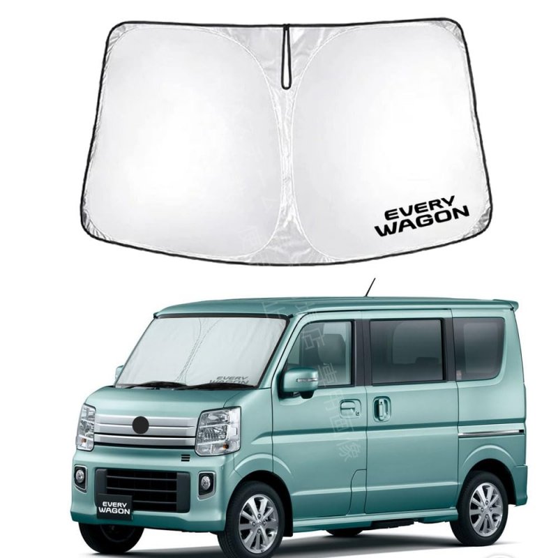 対応機種：エブリイワゴン/エブリイバン DA17V/DA17W。 ※形状、年式とモデルをご確認頂いた上、お買い求めください。素材良い：高品質アルミ合金コーティング及びポリウレタン断熱材を使用し、UVカットに優れています、長くご使用いただけます。プライバシー保護：車内でのちょっとした休憩、駐車時など、外部から見えないように、隠すことができるため、目隠しや防犯対策としても使用できます。日除け：ダッシュボード・シート類の劣化や革素材の日焼けの原因となる紫外線をしっかりと遮り、車内のインテリアを守ります。収納可能：収納袋付き。折り畳みでコンパクトに収納することができる。車内の隅々に置けるし、どこでも連れて行けるので、超便利。