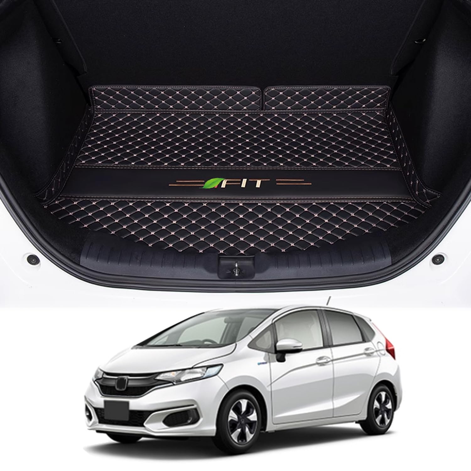 【適合車種】ホンダ フィット　GK3/GK5/GK6 (2013年9月〜2020年1月）車種専用設計。【高品質素材】本製品は高品質のXPEレザーの素材で、環境にやさしい素材で作られたものです。引っ越しや旅行する時に尖った物は車に傷をつけやすいので、本製品は傷や汚れを防ぐことができます。天然の革に比べると、耐水性と防汚性があり、手入れも簡単です。XPEレザーは丈夫で傷がつきにくく、汚れがつくとタオルで拭けばすぐにきれいになります。【ドレスアップ】傷や汚れを防ぐだけでなく、愛車にデコレーションを施して高級感を演出します。使用するとおしゃれ度がグッとアップ！お手軽いに想像以上のドレスアップ効果をもたらします。【取り付け簡単】本製品は取付簡単です。商品をトランクに置くだけで取付完了です。到着したすぐに取付できます。初心者でもお手軽にカスタムできます。お受け取りになって折り目や匂いがあれば、風通しの良い場所に置いて、重い荷物でしばらく押してください。あるいはトランクに入れて重い荷物でしばらく押せば回復します。【安心保証】弊社の商品は出荷前に厳格な検査を受けるので、ご安心して購入してください。物流などの理由により個々の製品に不具合が生じた場合や製品のパッケージなどにご不満のは、下記の方法でお気軽に問い合わせてください。「アカウントサービス」＞「注文履歴」＞「販売元」＞「質問する」。24時間以内対応いたします。