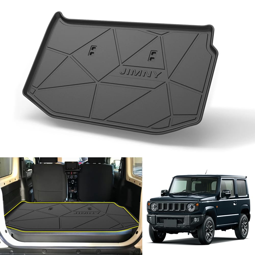 【適合車種】スズキ ジムニー JB64W JB74W （2018年7月〜） JIMNY JIMNY SIERRA 車種専用設計。 ご注意：ご購入する前に、必ず車種や形状を確認してください。【高品質素材】本製品は高品質のTPE素材で、環境にやさしい素材で作られたものです。引っ越しや旅行する時に尖った物は車に傷をつけやすいので、本製品は傷や汚れを防ぐことができます。天然の革に比べると、耐水性と防汚性があり、手入れも簡単です。TPE材質は丈夫で傷がつきにくく、汚れがつくとタオルで拭けばすぐにきれいになります。【ドレスアップ】傷や汚れを防ぐだけでなく、愛車にデコレーションを施して高級感を演出します。使用するとおしゃれ度がグッとアップ！お手軽いに想像以上のドレスアップ効果をもたらします。【取り付け簡単】本製品は取付簡単です。商品をトランクに置くだけで取付完了です。脱着も簡単にできます。到着したすぐに取付できます。初心者でもお手軽にカスタムできます。【安心保証】弊社の商品は出荷前に厳格な検査を受けるので、ご安心して購入してください。物流などの理由により個々の製品に不具合が生じた場合は、何か問題がございましたら、下記の方法でお気軽に問い合わせてください。「アカウントサービス」＞「注文履歴」＞「販売元」＞「質問する」。