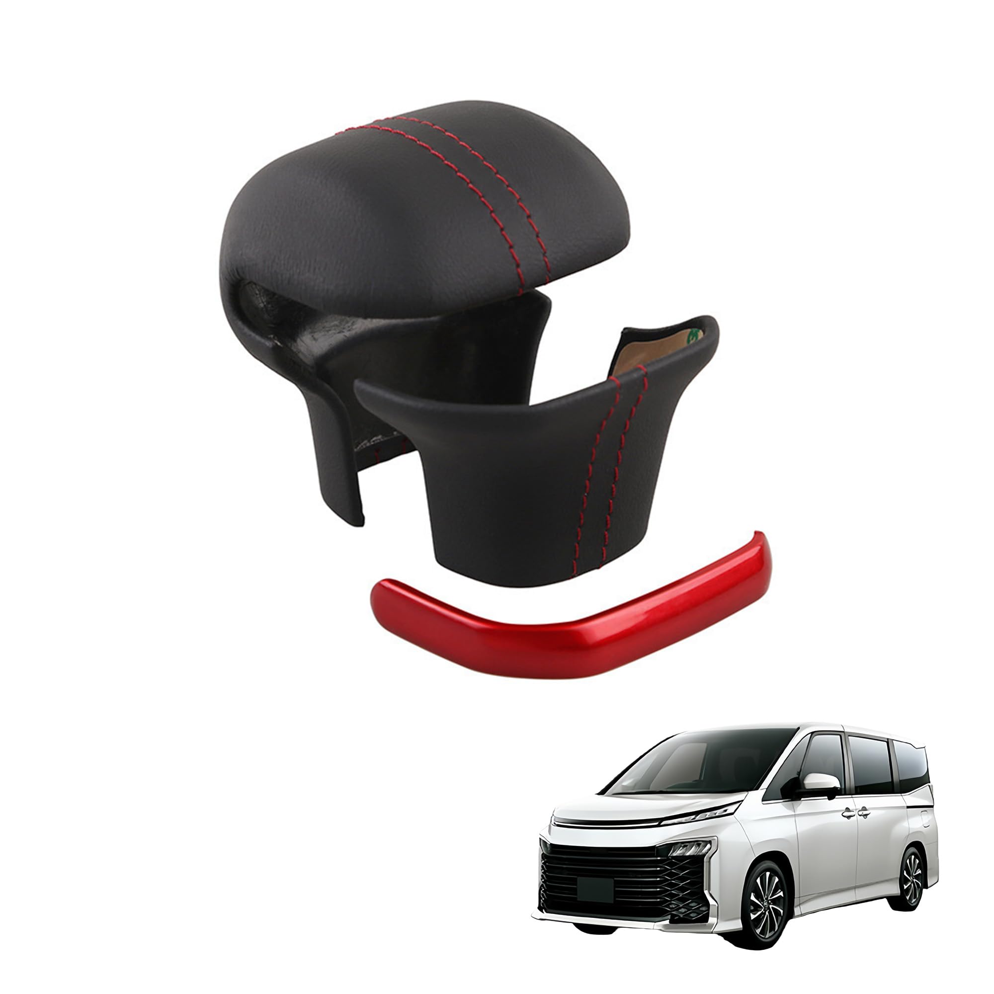商品詳細と製品仕様 - COLLECTION SPEC - 【商品概要】Noah/Voxy 新型ヴォクシー90系/ノア90系に対応のアクセサリーです。保護パーツなどの機能で、対象箇所を汚れやキズなどから守り、日常のお手入れとドレスアップをサポートします。 レザーシフトノブカバーなどの商品仕様は下記をご確認ください。【注目ポイント】保護パーツなど、商品ごとの仕様に合わせた実用性を備えています。ご購入前に適合車種・取付位置・商品の形状をご確認ください。【デザイン・保護性能】車内を整理しやすくなります。のを防ぎ、キズ、汚れ、水濡れを効果的に防止し、快適な車内環境を保つことができます。同時に、スタイリッシュなデザインで車内の内装を引き立て、高級感を演出します。【素材・耐久性】精巧な縫製加工により取り付け部位に密着し、ガタつきのない安定感を確保。天然素材の滑らかな肌触りと程よい弾力性が、上質なドライブ体験をお約束します。無害処理を施した高級皮革を使用しているため、刺激臭がなく快適な車内環境を保ちます。【適合車種・対応情報】新型ヴォクシー 90系/ノア 90系 (2022(令和4)年1月FMC後 )対応、ご確認の上ご購入ください。【取付方法】取り付け方法は簡単で、誰でも容易に操作できます。特別な工具は必要なく、製品を取り付け部位に接続するだけで設置が完了します。 安心のサービス保証 - SERVICE GUARANTEE - ■【商品・適合について】当店では、ドレスアップパーツやカーアクセサリーを多数取り揃えております。ぜひご覧ください。適合がご不明な場合や、お探しの商品が見つからない場合は、お気軽にお問い合わせください。 ■【商品到着後の確認について】商品到着後は、取り付け前に商品の形状・取付位置をご確認ください。初期不良や気になる点がございましたら、レビュー前に当店までご連絡ください。迅速に対応いたします。 ■【お問い合わせ方法】購入前：「ショップへ相談」から購入後：「購入履歴」→「ショップへ問い合わせる」からご不明な点はお気軽にお問い合わせください。 注目検索キーワード - SEARCH KEYWORDS - 新型ヴォクシー90系/ノア90系に対応、Noah/Voxy、アクセサリー、レザーシフトノブカバー、シフトレバーカバー、専用カスタム、内装パーツ(ブラック+レッド)、外装パーツ、カーアクセサリー、カスタムパーツ、保護パーツ、内装パーツ、車用品、バイク用品