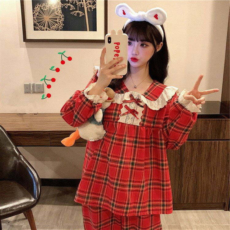 ルームウェア 上下セット レディース パジャマ 暖かい 部屋着 長ズボン 可愛い パジャマ 長袖 セットアップ 大きいサイズ 防寒 保温 春 秋 冬 寢巻き 秋用 レース リボン 姫系 ギフト プレゼント M L XL 2XL 吸汗 通気