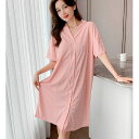 350円OFFクーポン ネグリジェ レディース 春夏 綿 無印 ルームウェア 無地 可愛い 薄手 ロング Vネック 半袖 襟なし ゆったり 大きいサイズ ワンピ...