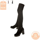 750円OFFクーポン ニーハイブーツ ニット ローヒール 美脚 ストレッチ 黒 ロング 疲れない レディース ロングブーツ コスプレ ミドルヒール 太ヒール ...