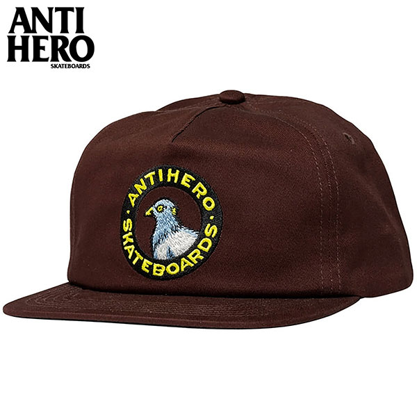 ANTIHERO SKATEBOARDS PIGEON ROUND Snapback Hat BROWN アンチヒーロー アンタイヒーロー キャップ スケートボード スケボー