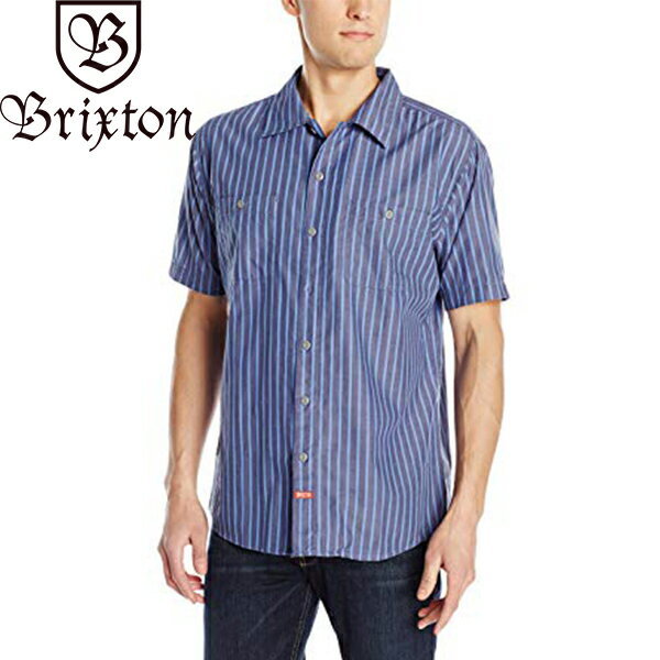 BRIXTON ブリクストン BLAKE S/S WVN BLUE シャツ 半袖 ストライプ 1