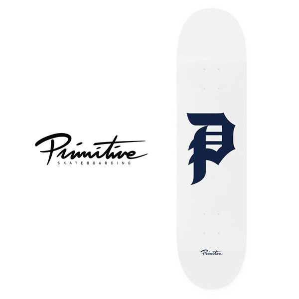 PRIMITIVE DIRTY P CORE WHITE/NAVY 7.5×29.5 WB12.35″ プリミティブ SKATEBOARD SK8 DECK スケートボード スケボー デッキ ストリート パーク