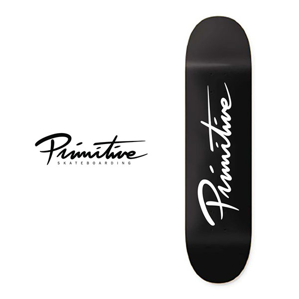 PRIMITIVE NUEVO SCRIPT CORE BLACK/WHITE 7.375" X 28.5" WB12.25″ プリミティブ SKATEBOARD SK8 DECK スケートボード スケボー デッキ ストリート パーク