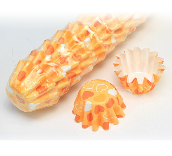 ペットカップ 丸型 3.0cm×高さ3.0cm(オレンジハート) 300枚入 T02-300