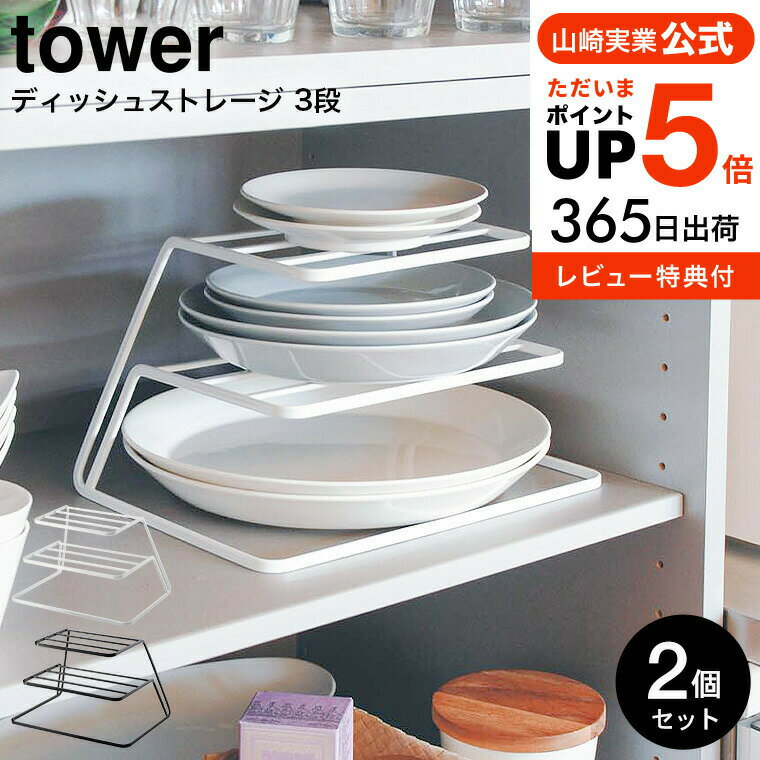  山崎実業 tower 食器収納 ホワイト/ブラック 7509 7510 送料無料 キッチン収納 シンク下 収納 ディッシュラック 皿立て 皿 皿スタンド 食器収納 ラック キッチン 台所 北欧 タワーシリーズ yamazaki