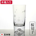 全品ポイントUP中!(富士山 グラス 田島硝子)富士山 タンブラー 桜切子 木箱入り / 江戸硝子 江戸切子 記念日 お祝い 還暦祝い 退職祝い 内祝い ビアグ...