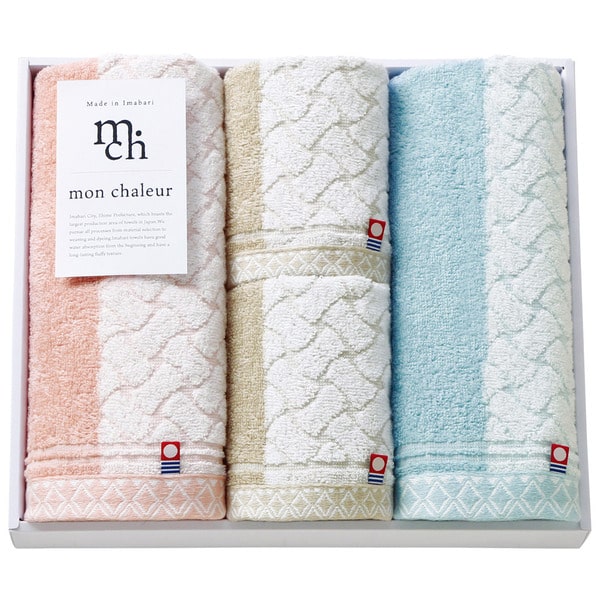 スーパーセール半額+ポイントUP！タオル ギフト MonChaleur 今治タオルセット MO-041 / 結婚 出産 内祝い お祝い 出産内祝い お返し 香典返し 引っ越し ご挨拶 快気祝い 入学 就職 退職 日用品 gws タオルギフト お歳暮ギフト 七五三のサムネイル