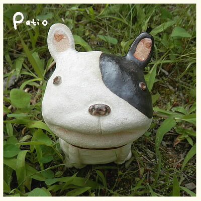 陶器わんこ片目ブチフレンチ