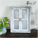 フェイク窓 なんちゃって窓 ダメージ加工 エイジング調アンティークウッドのオーナメントウィンドー ガラス調窓枠タイプ S【ガーデニング雑貨】