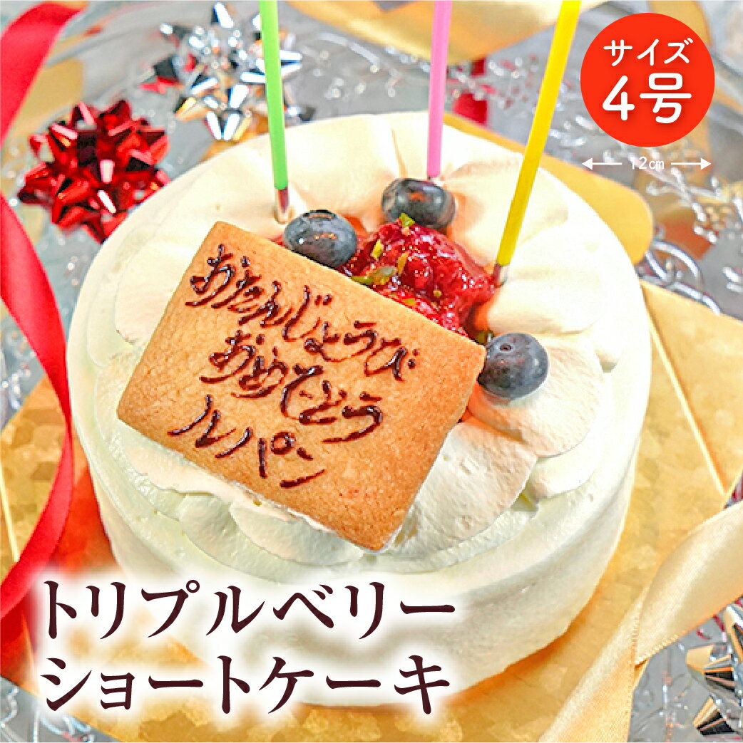 ケーキ（還暦祝い向き） トリプルベリーショートケーキ4号 /　メーセージ入り 誕生日 記念日 お祝い パーティー ホールケーキ 爽やか 上品 名入り スイーツ 贈り物 プレゼント 還暦 人気