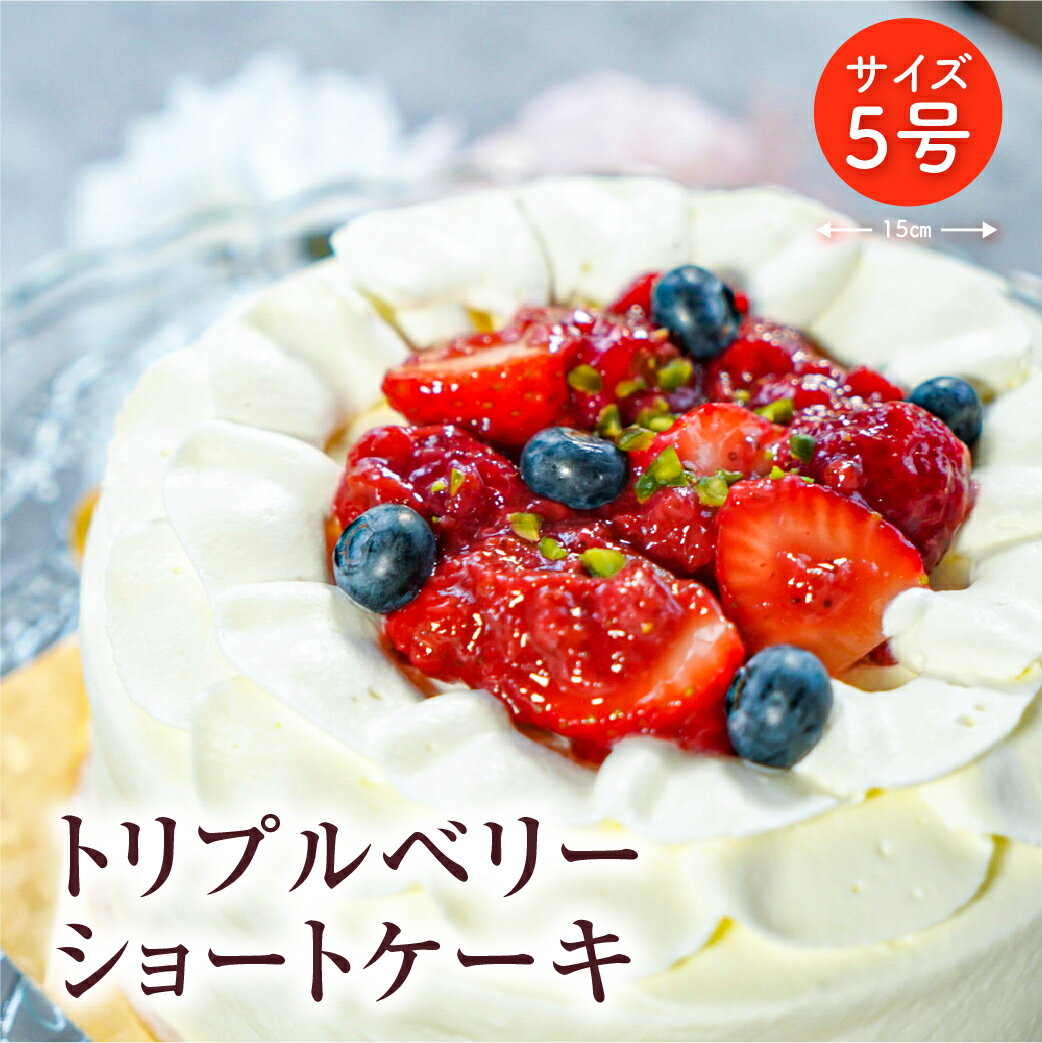 ケーキ（還暦祝い向き） トリプルベリーショートケーキ5号 / メーセージ入り 誕生日 記念日 お祝い パーティー ホールケーキ 爽やか 上品 名入り スイーツ 贈り物 プレゼント 還暦 人気