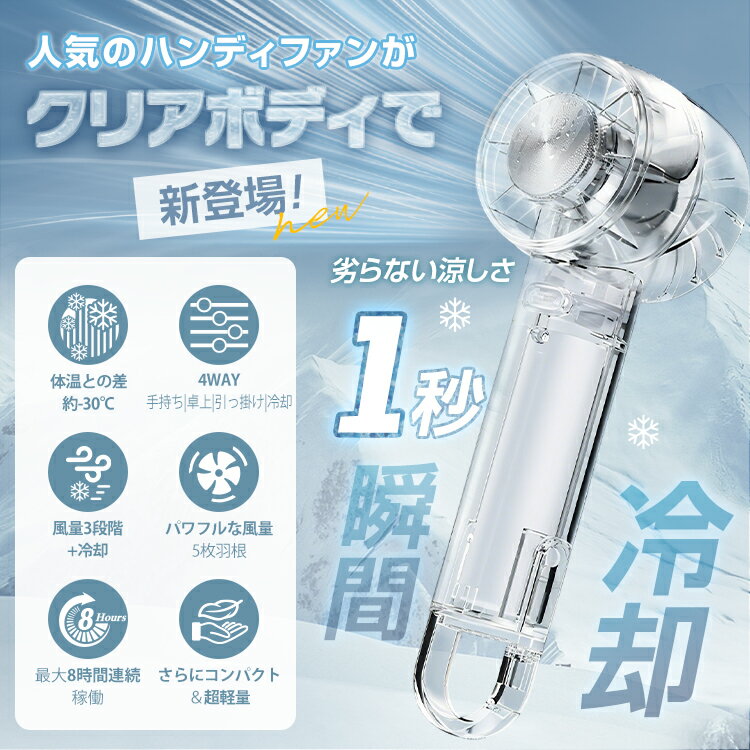 【スパセ！超お得クーポン】-30℃ クリアハンディーファン 透明 スケルトン 冷却プ...