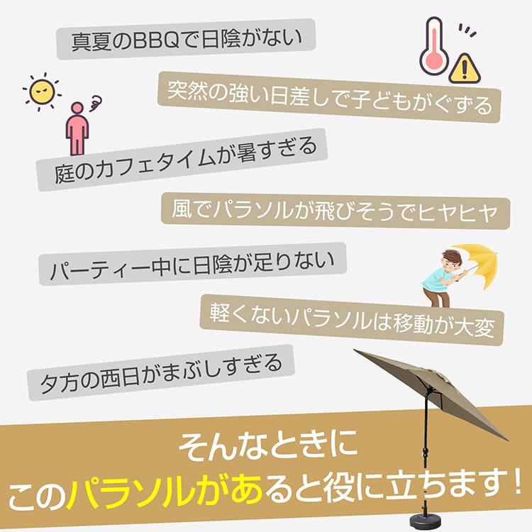 【7/4〜7/10全品クーポン！】*ランキング1位獲得*風に強いガーデンパラソル 正方形...