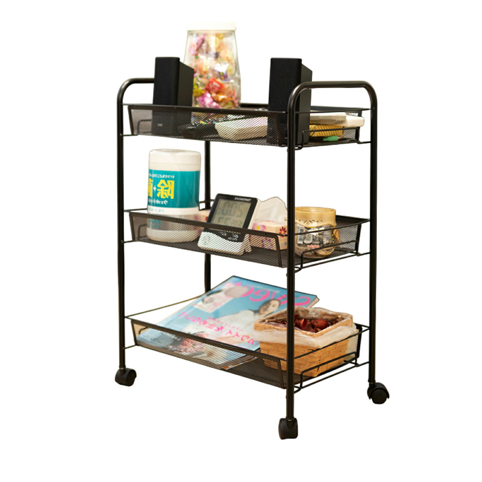 楽天市場】キャスター付き ラック（カラーブラック）の通販