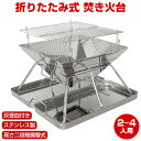 折りたたみ式焚き火台 バーベキューコンロ キャンプ 折りたたみ式 アウトドア BBQ 焚き火台 持ち運び 灰受皿付き 2-4人用 収納 od514