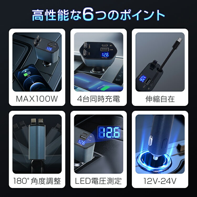 ��15(��)����15%����CP�ۥ������㡼���㡼 ���Ŵ� �� �ֺܽ��Ŵ� �����������å� �ֽ��Ŵ� ������� ���̼��� �꡼�뼰 4in1 ��®���� ��®���� USB Type-C Type-A ������C ������A 12V 24V 180�����Ĵ�� �Ű�¬�� 4��Ʊ������ ����100W �������� tkee013