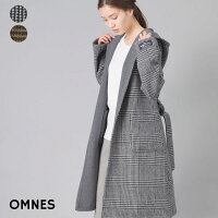 レディース アウター カジュアル 【OMNES Supremo】リバーシブルフード付コート ロングコート ロング丈 無地 チェック柄