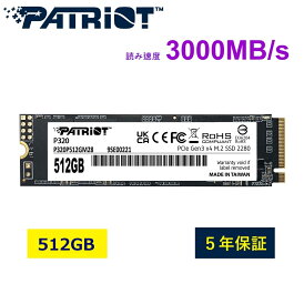 Patriot Memory P320 512GB M.2 2280 PCIe Gen3x4 NVMe SSD_Internal Solid State Drive_内蔵型/ノートパソコン ノートPC _P320P512GM28