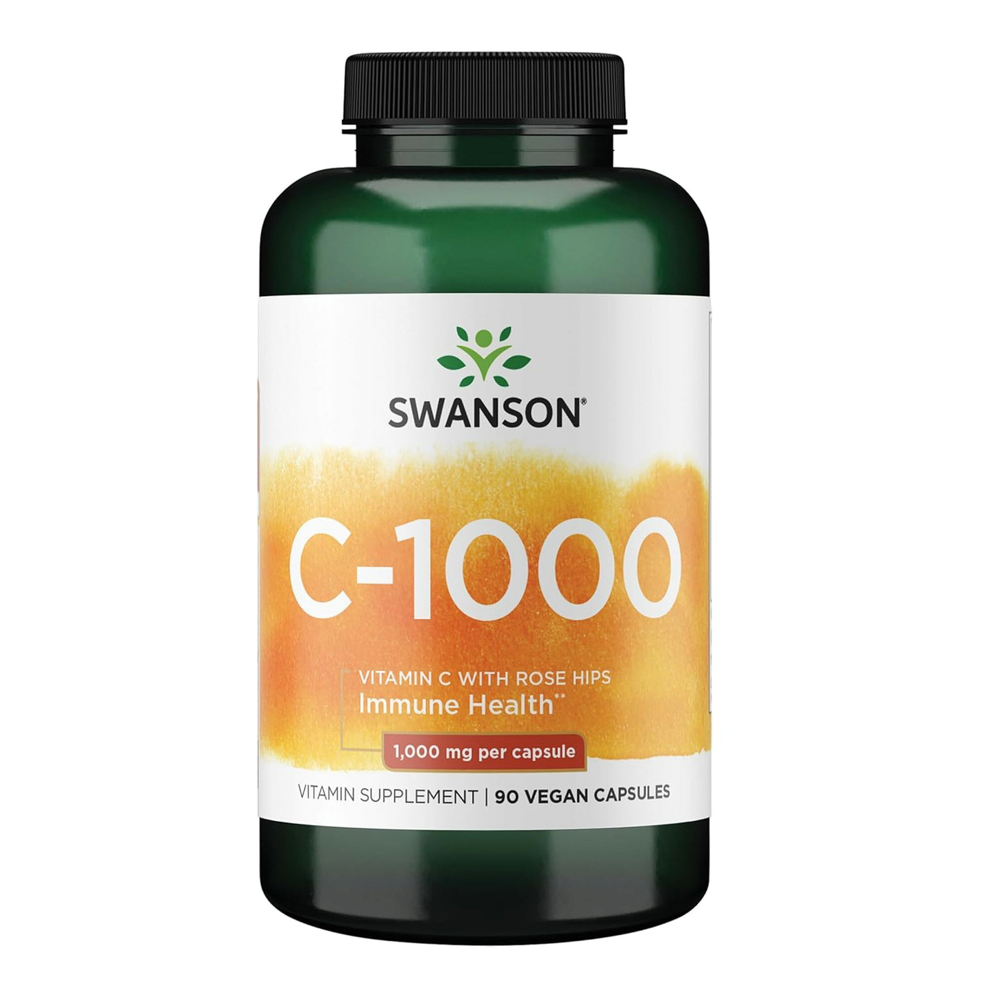 Swanson スワンソン ビタミンC ＋ ローズヒップ 1000mg 90カプセル 天然フォーミュラ ビタミンC サプリ サプリメント 栄養補助食品 海外サプリ アメリカ 家族 健康維持