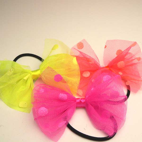 ヘアアクセサリー ヘアゴム キッズ 子供 女の子 髪飾り リボン ドット柄 ネオンカラー キッズ バレエ用品 雑貨 ギフト クリスマスプレゼント 子供 女の子