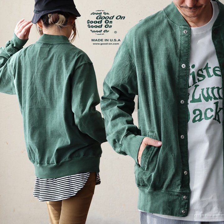 Good On グッドオン ジャケット スタジャン スタジアムジャケット 長袖 無地 綿100％ コットン米綿 USAコットン カーディガン ポケット 丈夫 日本製 カジュアル レディース メンズ 春 パティのサムネイル