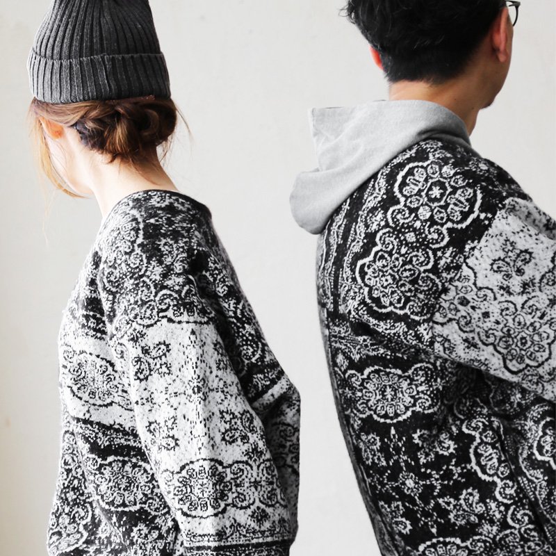 カーディガン カーデ ニットカーデ 羽織り 長袖 ジャガード織 Vネック 総柄 派手 レトロ ストレッチ 暖かい 軽量 カジュアル レディース メンズ ユニセックス メンズライクのサムネイル