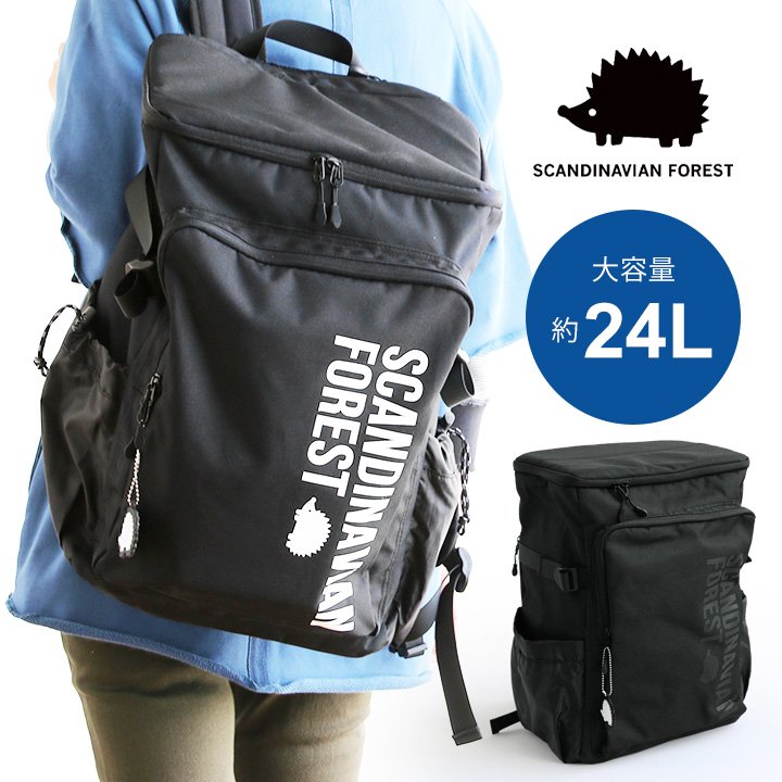 【期間限定20％OFF】リュック バッグ メンズ レディース リュックサック カバン 鞄 プリント ハリネズミ 多ポケット 大容量 ポリエステル パソコン タブレット 通勤 通学 旅行 部活 カジュアル ブラック PATY パティ SCANDINAVIAN FOREST スカンジナビアン フォレストのサムネイル
