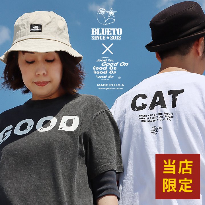 楽天PATYBLUETO×Good On コラボ Good On グッドオン tシャツ 半袖 ユニセックス しっかり 丈夫 日本製 USA コットン 綿100％ ねこ CAT 肉球 プリント ティーシャツ メンズ レディース TEE 夏 洗濯 強い 経年変化 グッドオンtシャツ パティ ブルート×グットオン 【メール便50】