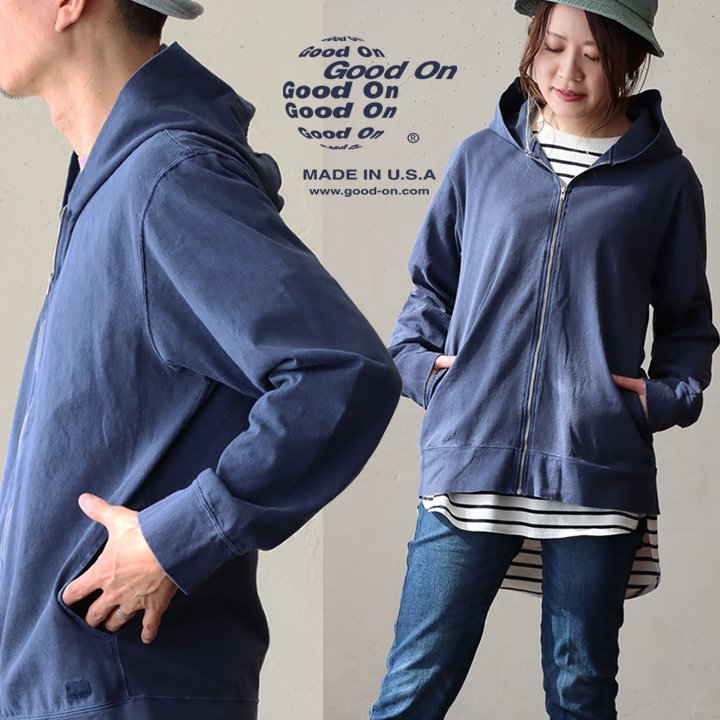 Good On グッドオン パーカー ジップパーカー 長袖 メンズ レディース 日本製 米綿100％ USA コットン 無地 ピグメント しっかり生地 丈夫 カジュアル パティのサムネイル