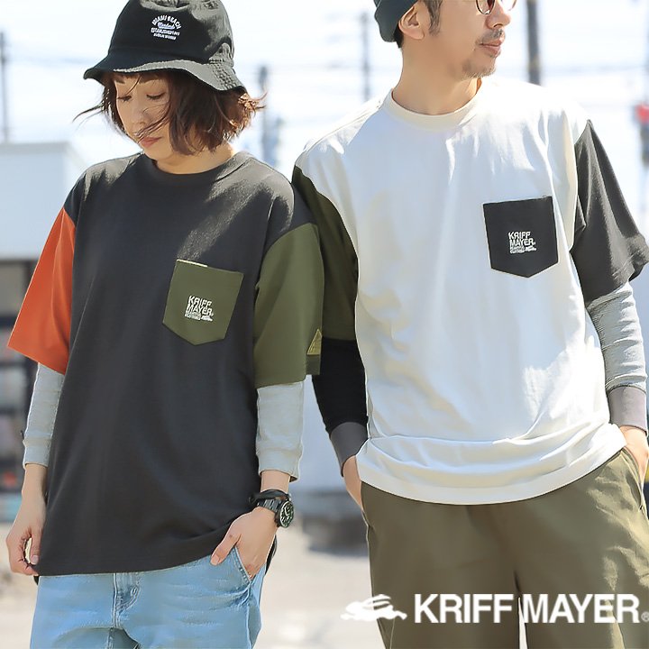 KRIFF MAYER クリフメイヤー tシャツ 半袖 メンズ レディース クレイジー 配色 防蚊 無地 サーマル 涼しい 軽い 落ち感 ティーシャツ クルーネック 半袖tシャツ カジュアル 重ね着 カジュアル かっこいい 夏 パティ 