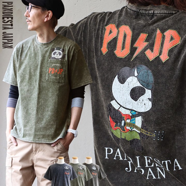 PANDIESTAJAPAN パンディエスタジャパン Tシャツ バンドT 半袖 メンズ レディース プリント 褪せ色 パンダ 熊猫 綿10…