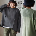 カットソー 長袖 レディース クルーネック ミニ裏毛 裏使い ワッフル クレイイジー テレコ パッチワーク 切り替え 褪せ色 ビンテージ風 カットオフ ワイド ...