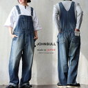 Johnbull ジョンブル デニム サロペット メンズ レディース オーバーオール パンツ 日本製 綿100% しっかり 丈夫 ダメージ ユーズド ストレート...