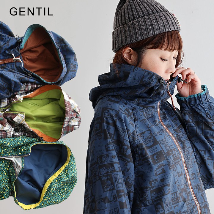 マウンテンパーカー レディース 春 カラフル 配色 大き目 ワイド 着痩せ 防寒 防風 軽い 袖ゴム お尻 カバー 隠れ ハイネック おしゃれ 大人 かわいい アウター パーカー カジュアル GENTIL ジャンティ SAIL コラボ パティのサムネイル