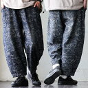 デニム パンツ テーパード ワイド レディース 綿100 コットン 薄手 プリント ロゴ イラスト 薄手 軽い 通気性 涼しい ウエストゴム ゆったり 大きいサ...