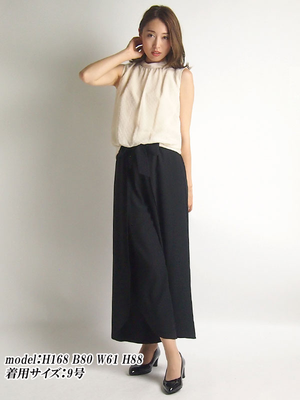 【レンタル】 レンタルドレス Replete リプリート ドビーノースリーブパンツドレス ベージュ ブラック 9号 PA9 fy16REN07