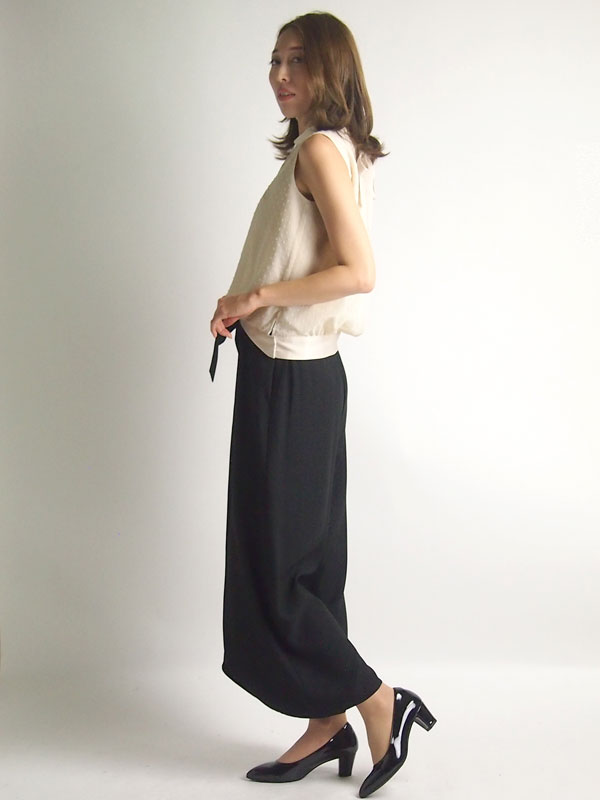 【レンタル】 レンタルドレス Replete リプリート ドビーノースリーブパンツドレス ベージュ ブラック 9号 PA9 fy16REN07