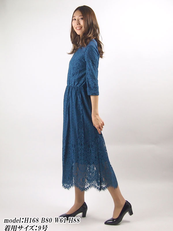 【レンタル】 レンタルドレス JESSA JAYNE ジェサ ジェーン レースブラウジングロングドレス ダークブルー 9号 fy16REN07