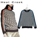 HealCreek ヒールクリーク 14G HCモノグラムJQクルーニット レディース ゴルフウェア クルーネック 軽量 ストレッチ性 保温性 春/秋/冬 40...