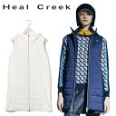 Heal Creek ヒールクリーク ストレッチタフタ中綿ベストワンピース レディース ゴルフ ゴルフウェア ジレ ハイネック モックネック ダブルジップ 撥水...