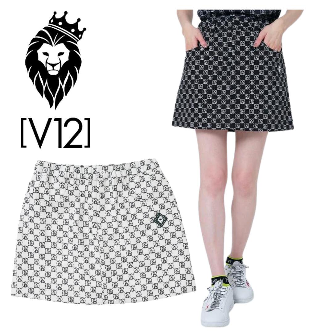 V12 ブイトゥエルブ MONOGRAM SKIRT レディース ゴルフ ゴルフウェア スカート モノグラム ストレッチ性 伸縮性 M/L 送料無料 V122410-SK04