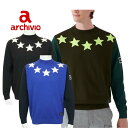 archivio アルチビオ 素材切替星柄ニット メンズ ゴルフ ゴルフウェア セーター スウェット モックネック 吸湿発熱 抗ピリング性 48/50 L/XL...